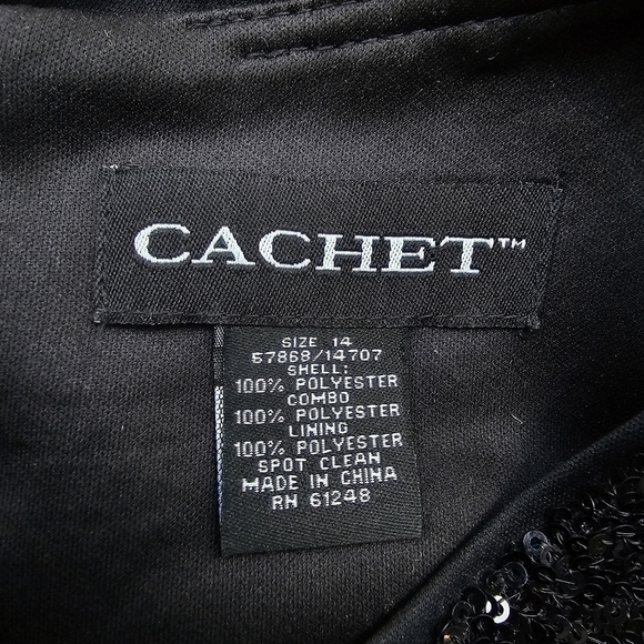 Cachet Dress, Sequins Top and Voluminous Pleated Skirt, Size Large - Picture 6 of 7